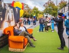 Central Perk orange couch outdoor activation