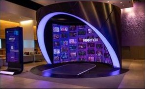 HBO Max Orbit curved screen wall installation in AT&T flagship