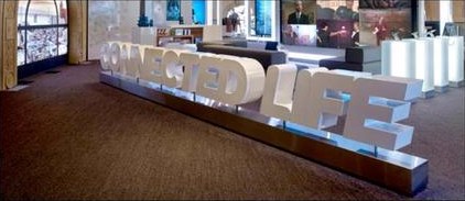 CONNECTED LIFE oversized letter installation in store
