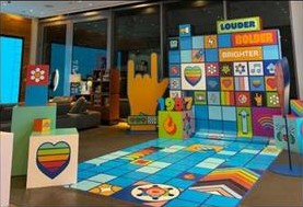 Turn Up The Love Louder Bolder Brighter retail activation